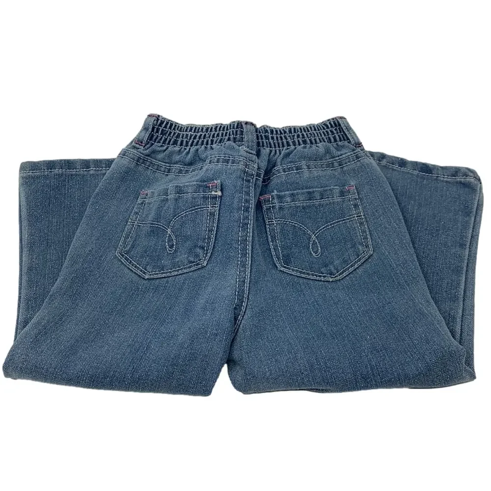 Girls 2T Pink Heart Flutter Sleeve Top & Denim Shorts Outfit Set